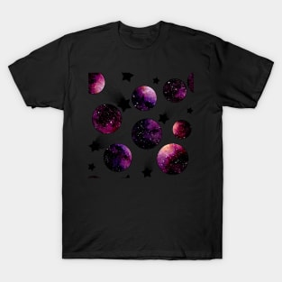 Watercolor Dark Circles, Stars and Galaxy T-Shirt